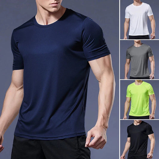 Quick Drying Men's Running T-shirt Fitness Sports T Shirt Gym Training Tees Breathable Jogging Casual Sportswear Unisex Tops New