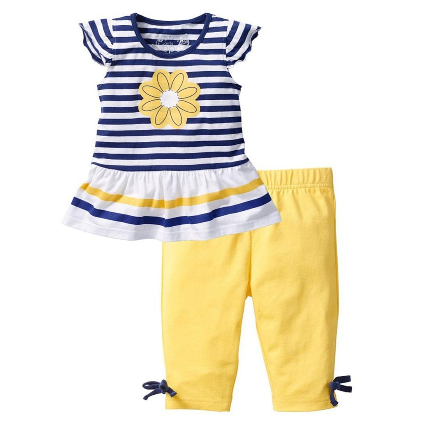 2Pcs Clothes Set 1-8Y Toddler Kids Girls Summer Clothing Sunflower Daisy Striped T Shirt Tops+Pants Leggings Infant Outfits Sets