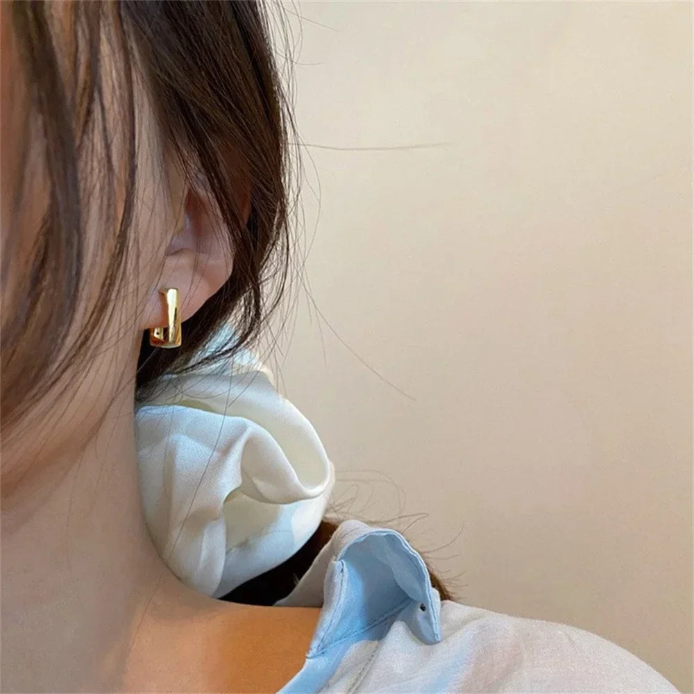 2024 New Simple Geometric U-Shaped Earrings For Women Fashionable Gold Color Irregular Earrings Trendy Jewelry Accessories