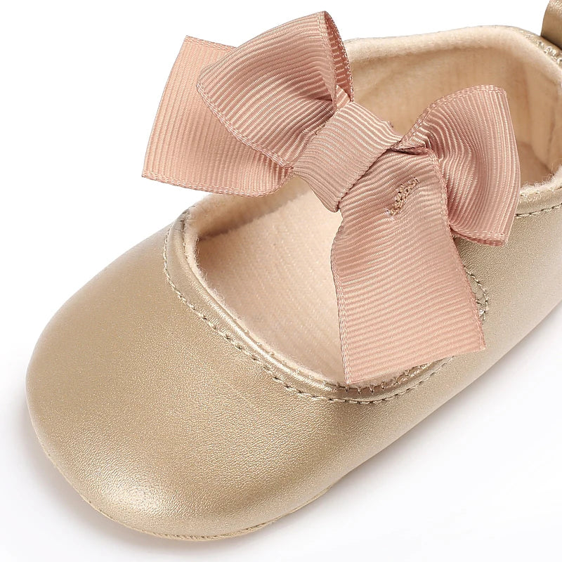 Fashionable Series Baby Shoes Girl Baby Cute Bow PU Princess Shoes Soft Cloth Sole Comfortable Walking Shoes Spring and Autumn