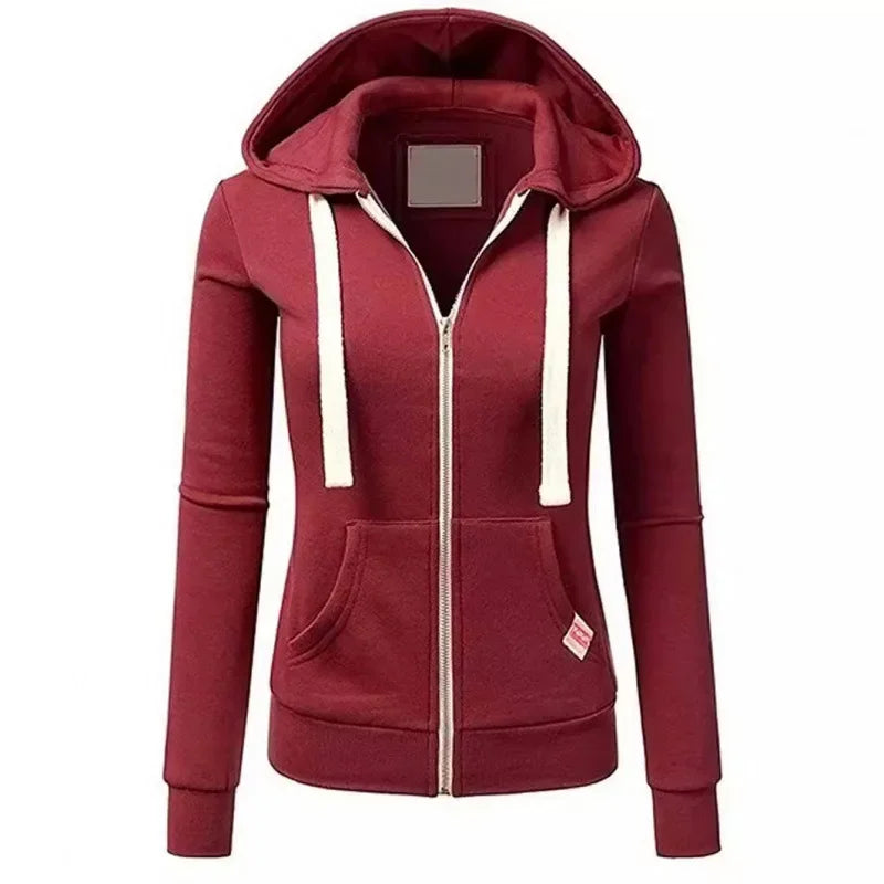 Spring Autumn Women's Sporty Casual Fitness Zipper Sweatshirt Hooded Trendy Jacket Hooded Sweatshirt Casual Windbreaker