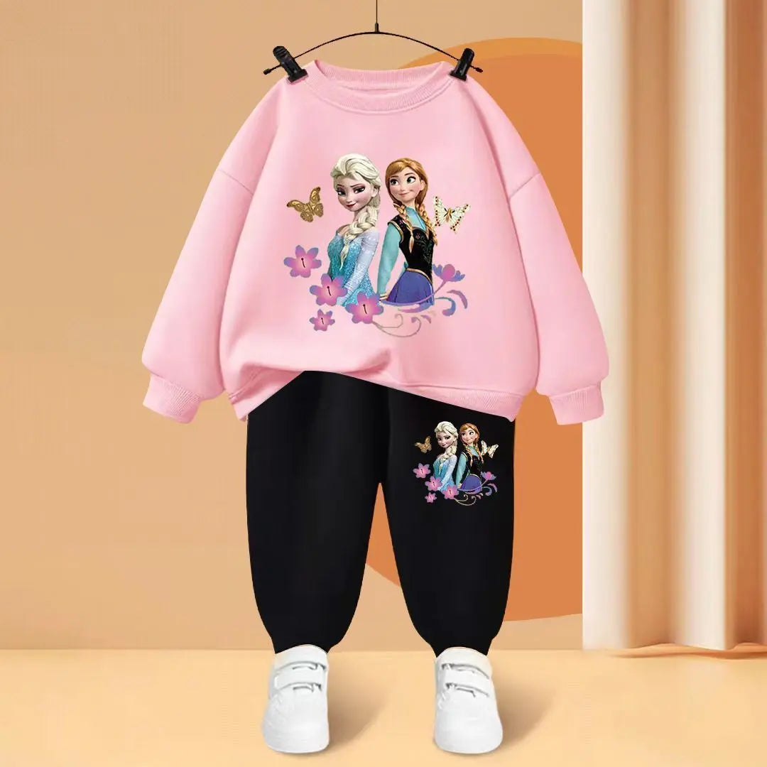 Disney Elsa Princess Print Children's Tracksuit Set, HoodiesTop and Pants, Sportswearfor BoysGirls, Clothing for Kids, 2 Pieces