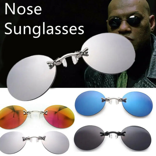 Clip On Nose Glasses Round Rimless Matrix Morpheus Sunglasses Mini Frameless Vintage Men Eyeglasses