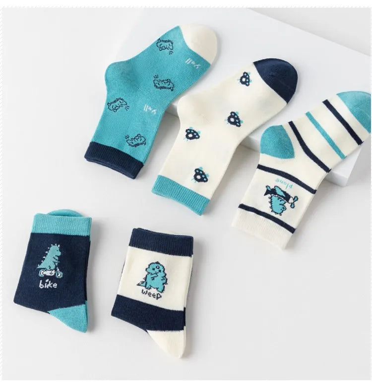 5 Pairs/lot Baby Socks 2024 Autumn Cotton Socks Medium Socks Kids Little Big Boys Crew Sock