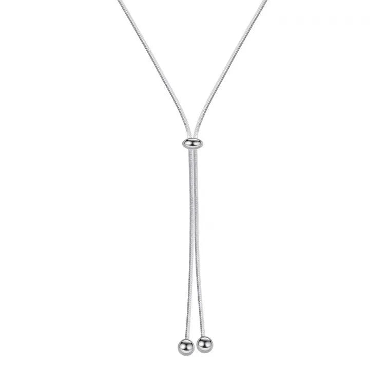 Simple Long Tassel Titanium Steel Sweater Chain Design Necklace