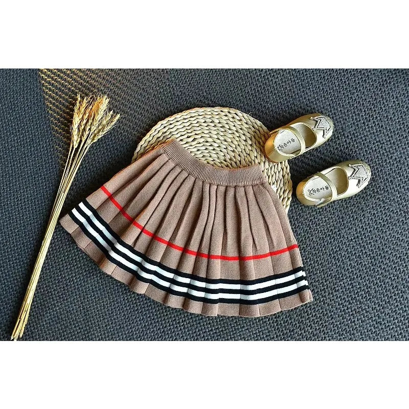 Baby Girl Clothes Set Autumn Winter New Fashion Striped Sweater Suit Cute Bow Knitted Two-piece 2-6 Years Kids Clothing