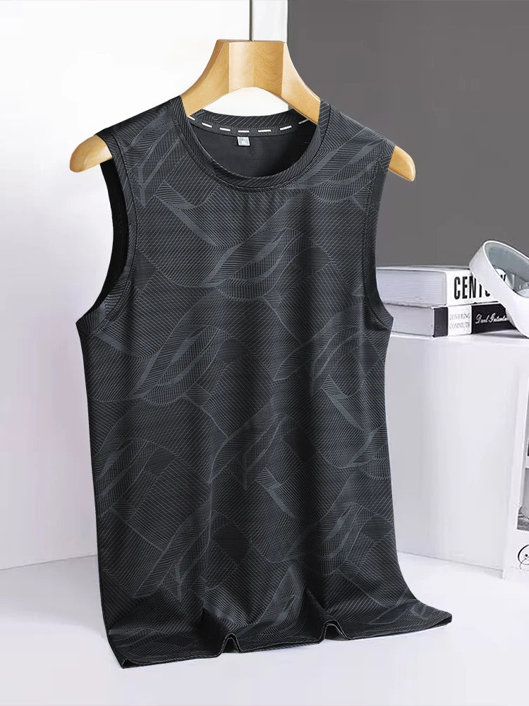 8xl 7xl 6xl New Big Size Ice Silk Classic Tank Tops Men Sleeveless Shirt Black Blue Tees All-Match Quick-Drying T-Shirt