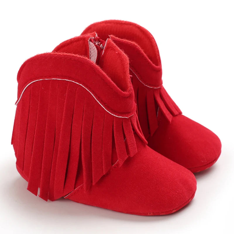 Baby Booties Vintage Tassel Anti-slip Sole Winter Warm Baby Boys Girls Shoes Snow Booties First Walkers Infant Shoes