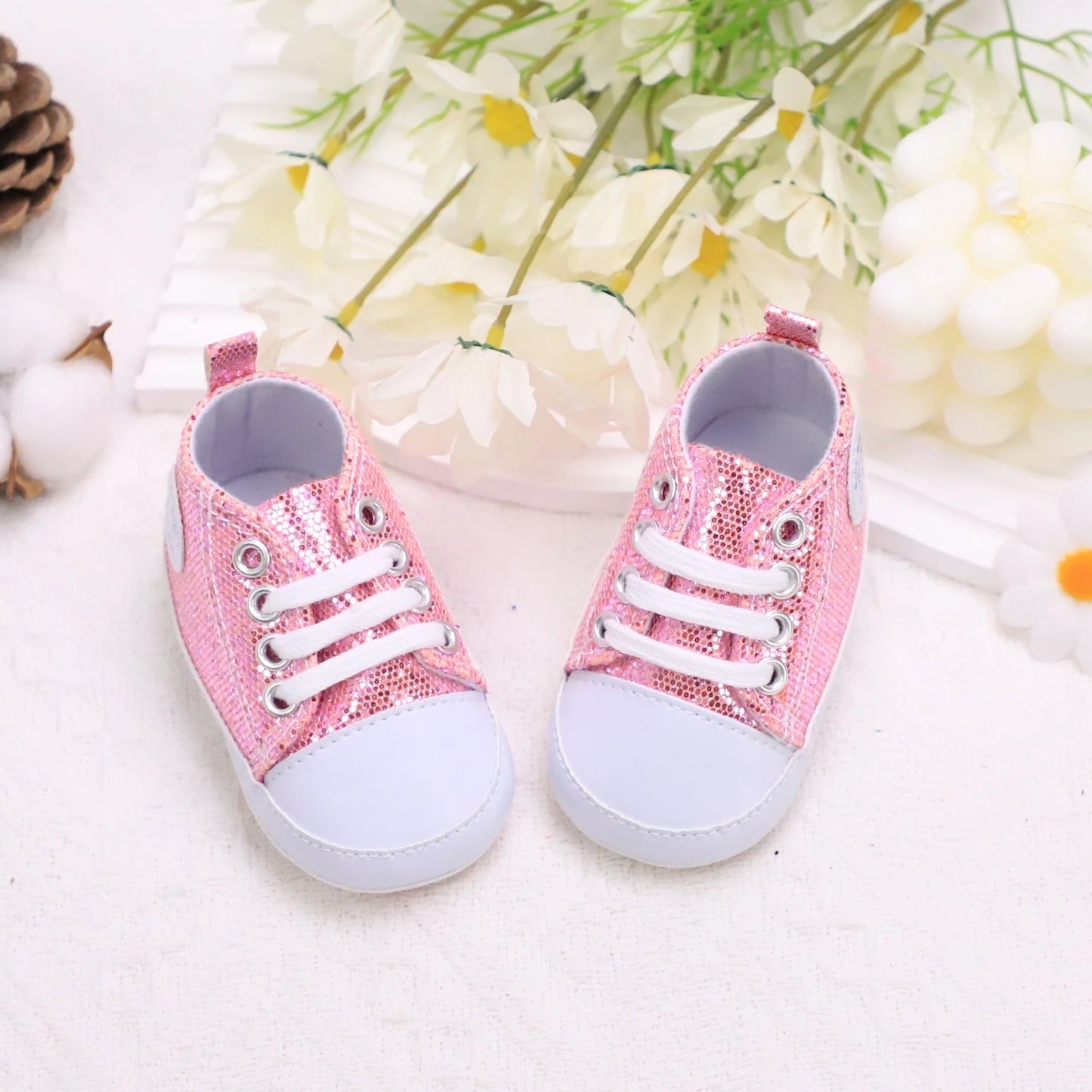 Trendy Comfortable Sequin Sneakers For Baby Boys, Lightweight Non Slip Shoes For Indoor Outdoor Walking, Spring And Autumn