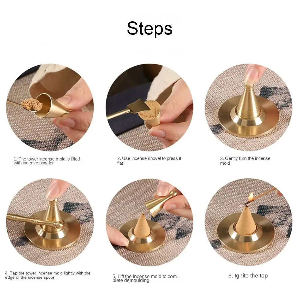 Chinese Ancient Style Incense Burner DIY Incense Cones Incense Tools Tower Incense Model Set Making Molds Moulds Fragrant Spoon