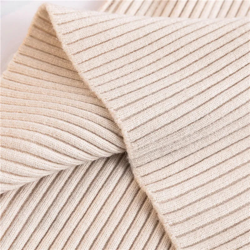 2024 Autumn Winter Women Knit Solid Turtleneck Pull Sweater Casual Rib Jumper Tops Female Home Pullover Y2K Clothing