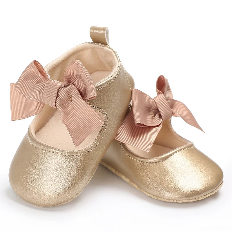 Fashionable Series Baby Shoes Girl Baby Cute Bow PU Princess Shoes Soft Cloth Sole Comfortable Walking Shoes Spring and Autumn