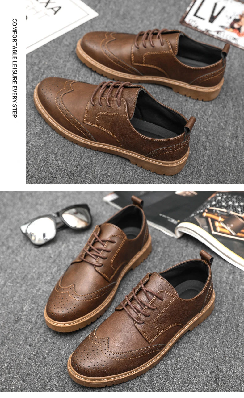 2024 New Men Oxford Shoes Luxury High Quality Brogue Dress Shoes for Men Classic Business Leather Shoes Fashion Men Casual Shoe