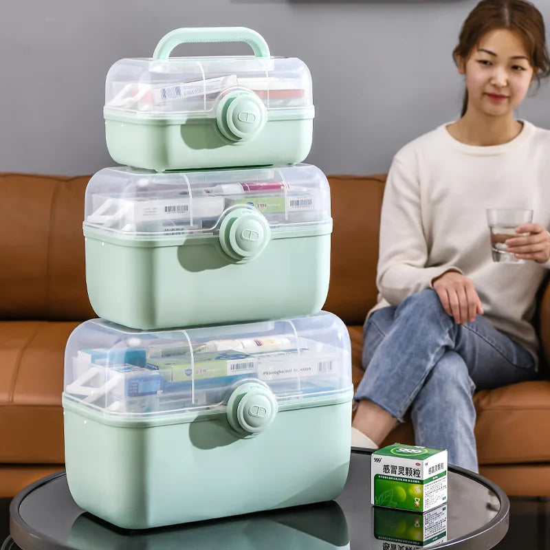 1 Pc Household Medicine Box Storage Box Large Capacity Multi-layer Portable Medical First Aid Kit Transparent Small Medicine Box