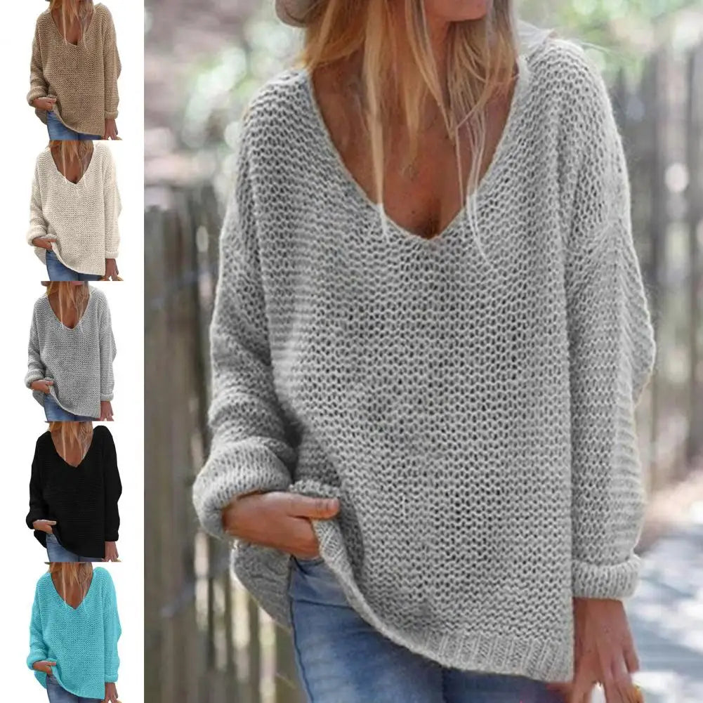 Trendy Autumn Sweater Comfortable Knitted Top Casual Loose Fit Women Autumn Sweater  All-Match