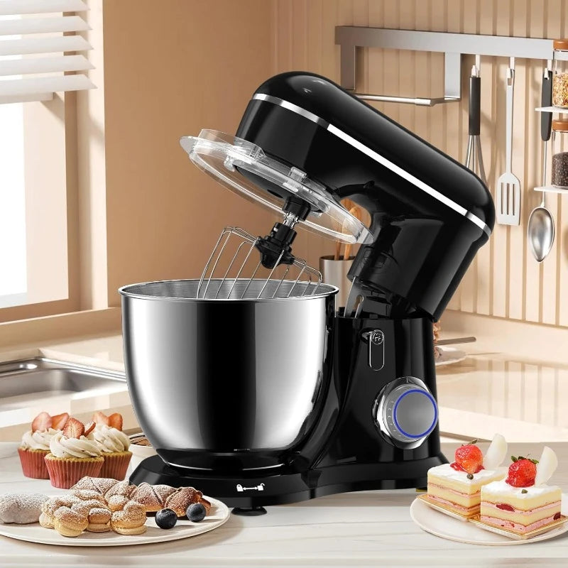 3-IN-1 Electric Stand Mixer,660W10-Speed with Pulse Button, Attachments Include6.5QTBowl,Dough Hook,Beater,Whisk Most Home Cooks