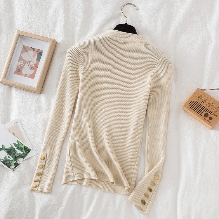 Thick Sweater Long Sleeve Pullover Autumn Winter Clothes Button O Neck Sweater Female Casual Streetwear Knitted Top Soft Jumper