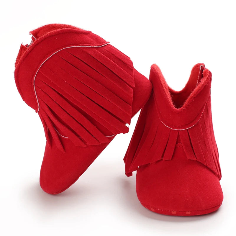 Baby Booties Vintage Tassel Anti-slip Sole Winter Warm Baby Boys Girls Shoes Snow Booties First Walkers Infant Shoes