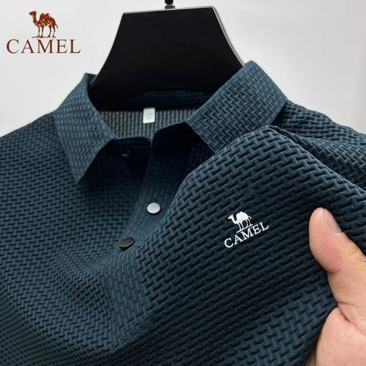 Summer New Men's Embroidered CAMEL Ice Silk Elastic Polo Shirt Luxury Fashion Leisure Breathable Cool Short Sleeved T-shirt Top