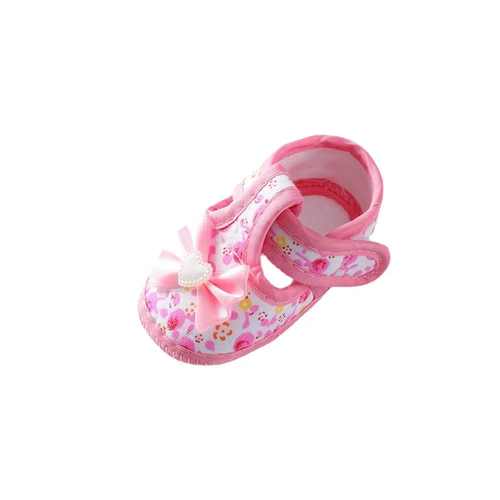 Spring New Princess Shoes 0-1 Year Old Baby Single Shoes Cute Bow Soft Soled Newborn Baby Walking Shoes