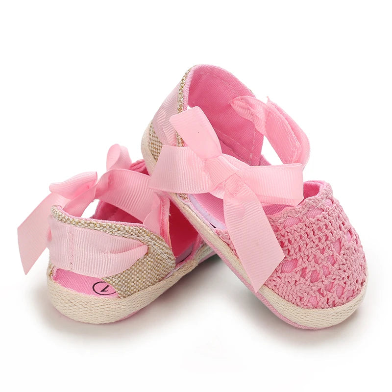 Summer Fashion Baby Shoes 0-18M Girl Baby Bow Casual Sandals Soft Sole Comfortable Baby Walking Shoes