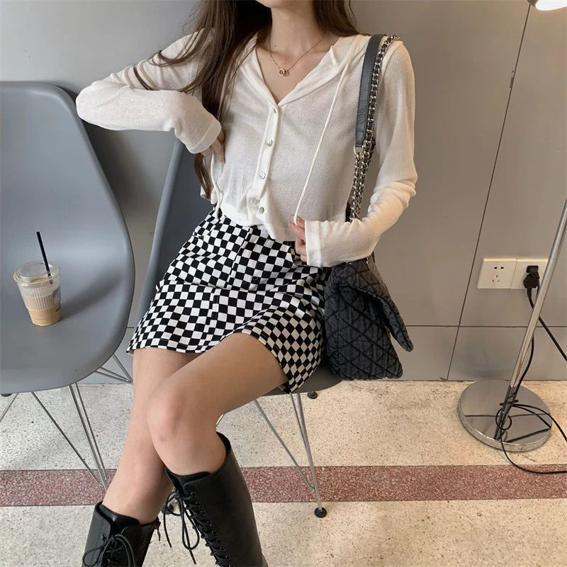 Fall Women Knitted Hooded Cardigan Korean Loose Streetwear Single Breasted Crop Tops Woman Solid Long Sleeve Knitwear