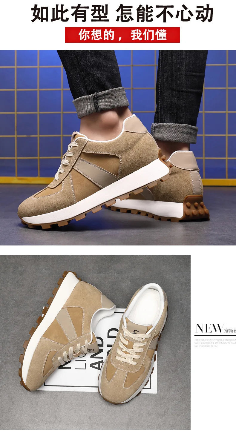 Genuine Leather Men Sneakers Elevator Shoes Hidden Height Increasing Shoes Men 8 6CM Sports Casual Flat Oxfords Man Heightening