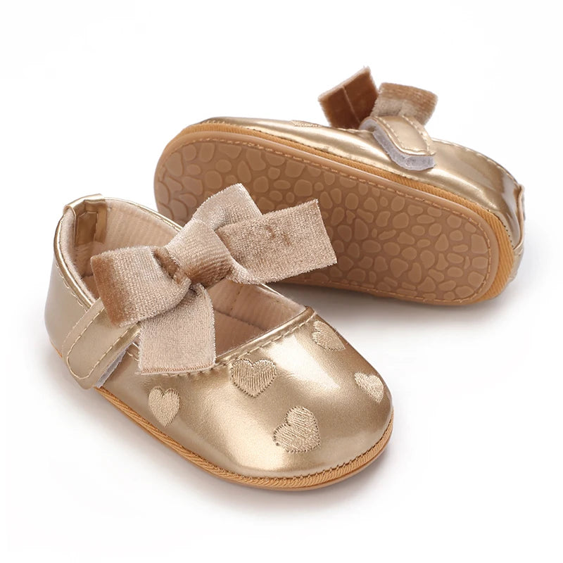 0-18M Girls' Baby Shoes Fashionable Classic Gold Theme Princess Shoes Soft Sole Comfortable Baby Walking Shoes