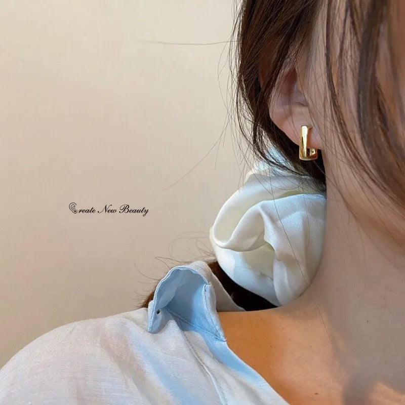 Fashion U-Shape Hoop Earrings for Women Geometric Metal Punk Hip-Hop Round Circle Pendant  Earring Wedding Party Jewelry