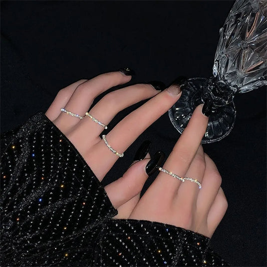 Wu's 2022 New Fashion Shiny Ring Simple Style Ladies Jewelry Nightclub Queen All-match Decoration Compact Index Finger Ring