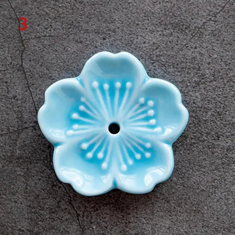 Cherry Blossom Incense Burner Home Ceramic Decor  Stick Holder Aromatherapy Censer Office Teahouse Ornament