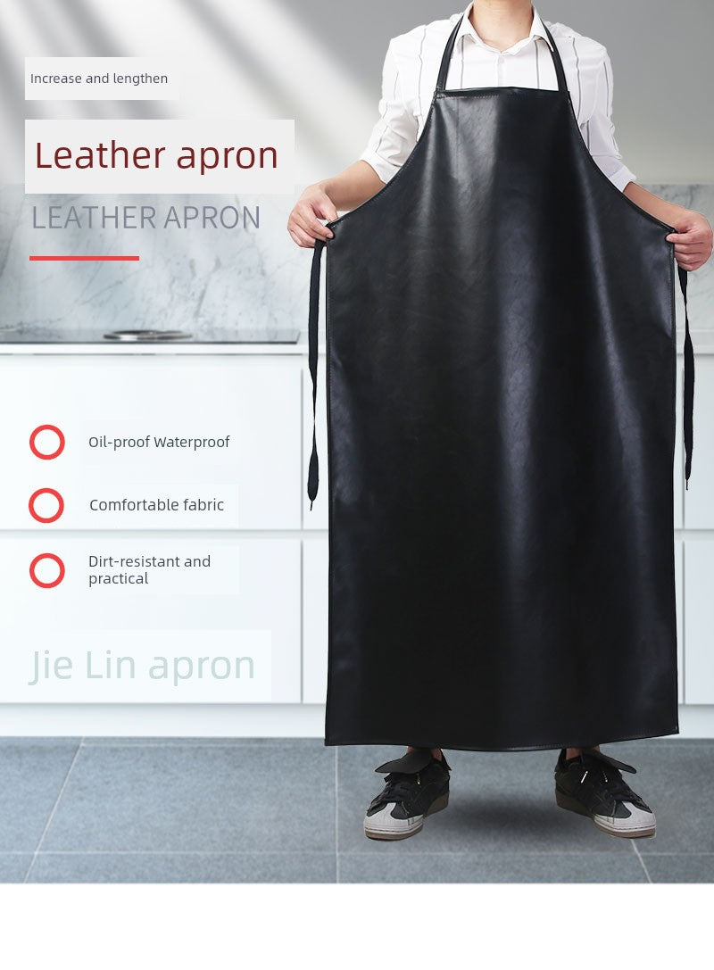 Black Oil-Proof Halterneck Pu For Home Aquatic Products Thickened Apron