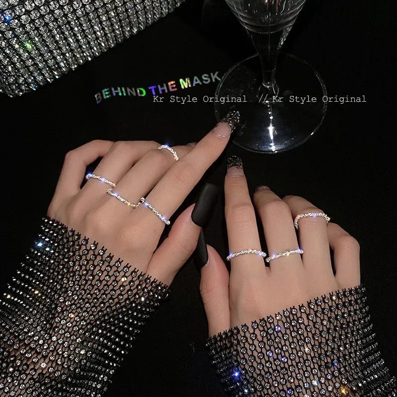 New Arrival 2022 Fashion Sparkling Ring Simple Style Versatile Decorative Compact Index Finger Ring For Women Jewelry