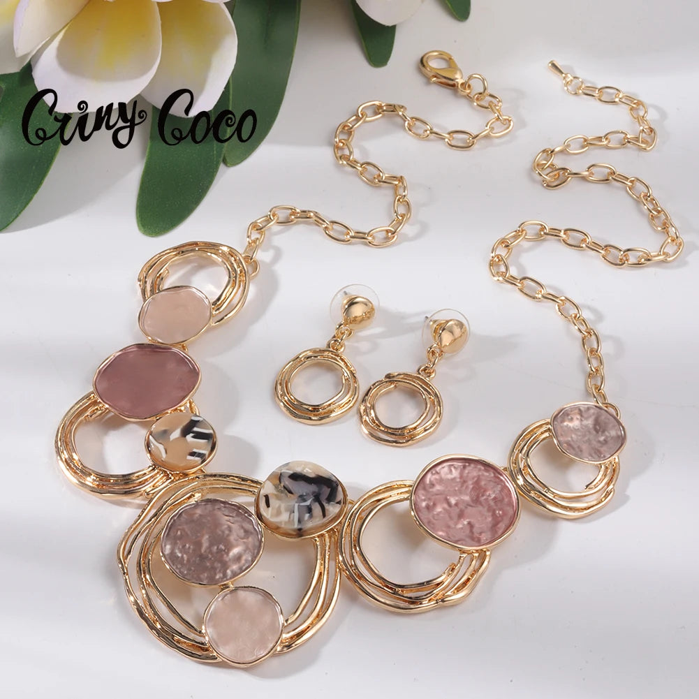 Cring Coco Acrylic Necklaces Pendant Fashion Pink Choker New in Jewelry Geometric Necklace Mother's Day Gifts for Women Mom 2023