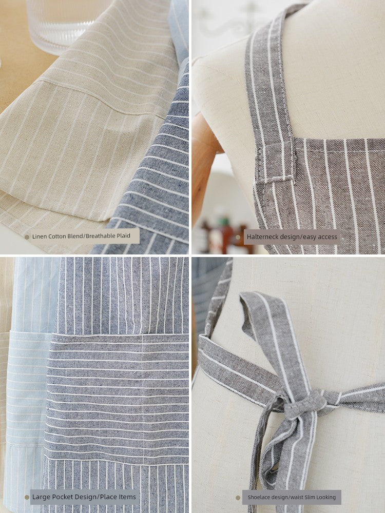 Japanese-Style For Home Cotton and Linen Catering and Cooking Women's Apron