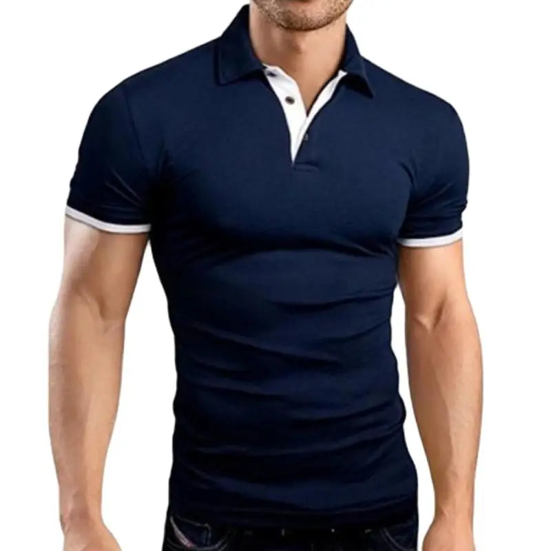 New Polo Shirt Men Summer Stritching Men's Shorts Sleeve Polo Business Casual Contrast Color Men Polos Shirt Tee Brand Clothes