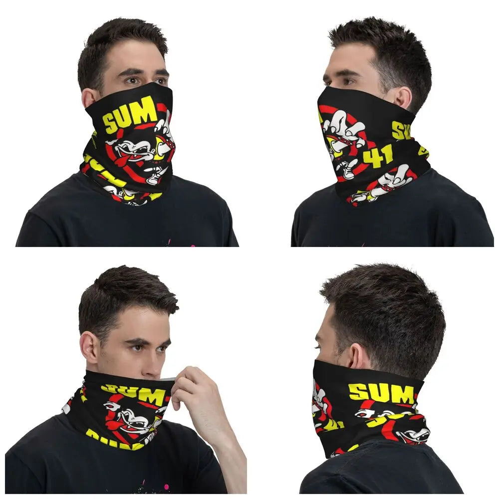 Sum 41 Band Bandana Neck Gaiter Printed Mask Scarf Multifunctional Headwear Running for Men Women Adult Breathable