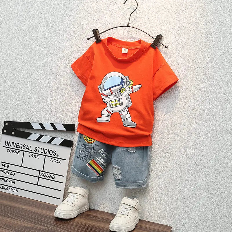 Children Summer Casual Clothes Suit Baby Boys Girls T-Shirt Short Pants 2pcs/sets Kids Infant Coat Toddler Suit 1 2 3 4 5 Years