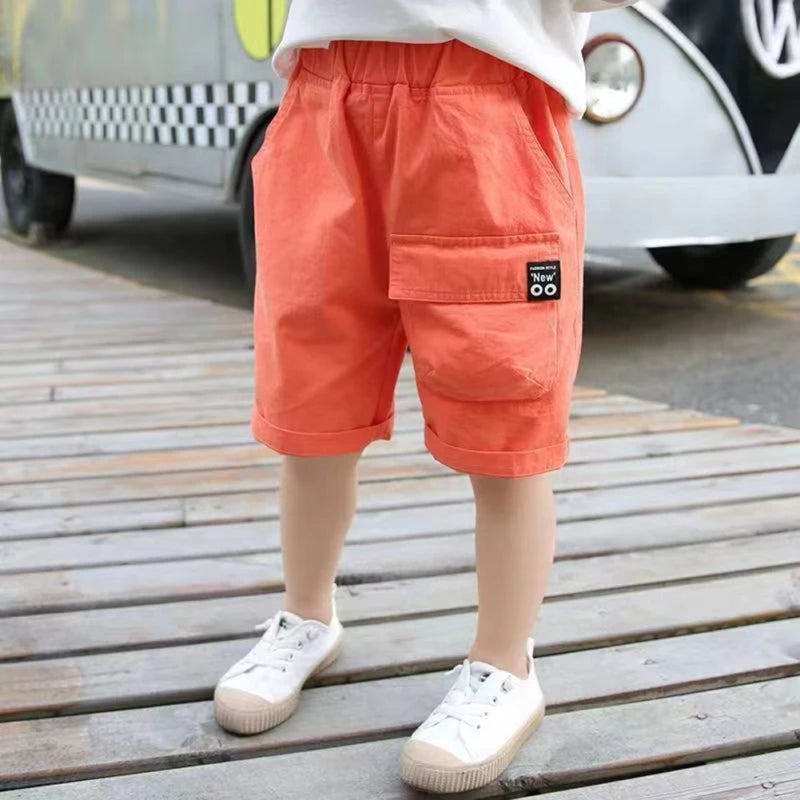 Kids Boy Shorts With Pocket Spring Summer Trousers Cotton Elastic Waist Fashion Short Pants Children Clothes