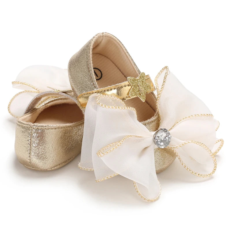 Fashionable Series Baby Shoes Girl Baby Cute Bow PU Princess Shoes Soft Cloth Sole Comfortable Walking Shoes Spring and Autumn