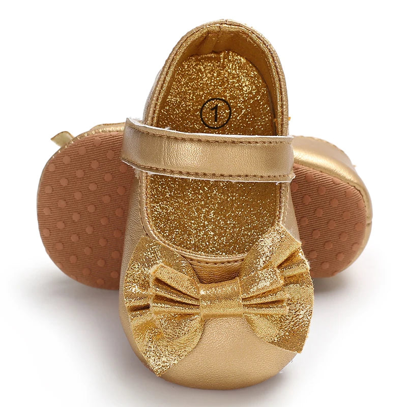 Fashionable Series Baby Shoes Girl Baby Cute Bow PU Princess Shoes Soft Cloth Sole Comfortable Walking Shoes Spring and Autumn