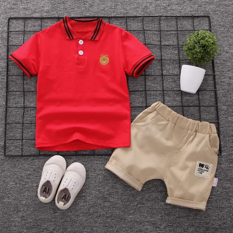 Baby Boy Clothes Summer Children Clothing Polo Shirt Sets Boys Short Toddler Sleeve T-shirt Kids Sports Suit 2pcs Cotton 1-5y