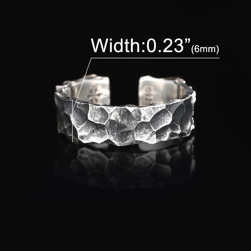 Retro Gothic Stone Pattern Ring for Men and Women New Fashion Crack Style Finger Jewel Opening Adjustable Party Jewelry