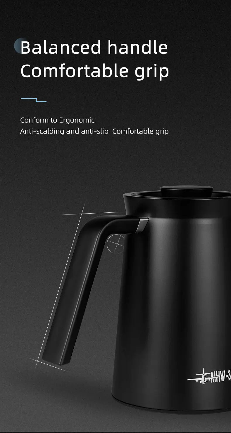 MHW-3BOMBER Precision Temperature Gooseneck Electric Kettle 1200W Stainless Steel Pour Over Coffee Pot Home Kitchen Accessories