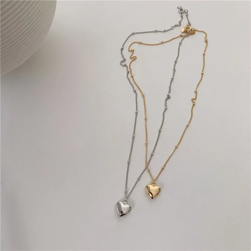 New Cross-border Couple Cavicle Chain Geometric Heart-shaped Light Luxury Temperament Simple Sweet Love Pendant Necklace Jewelry