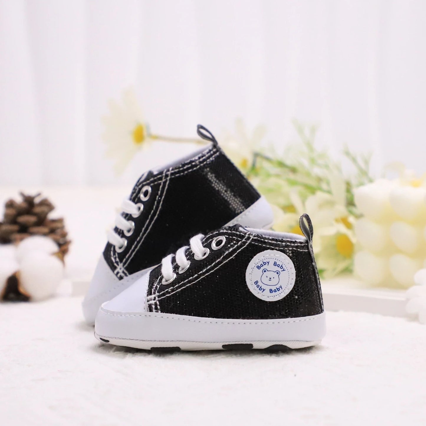 Trendy Comfortable Sequin Sneakers For Baby Boys, Lightweight Non Slip Shoes For Indoor Outdoor Walking, Spring And Autumn