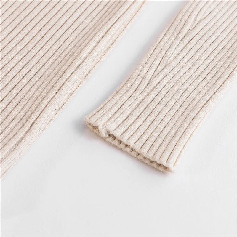 2024 Autumn Winter Women Knit Solid Turtleneck Pull Sweater Casual Rib Jumper Tops Female Home Pullover Y2K Clothing