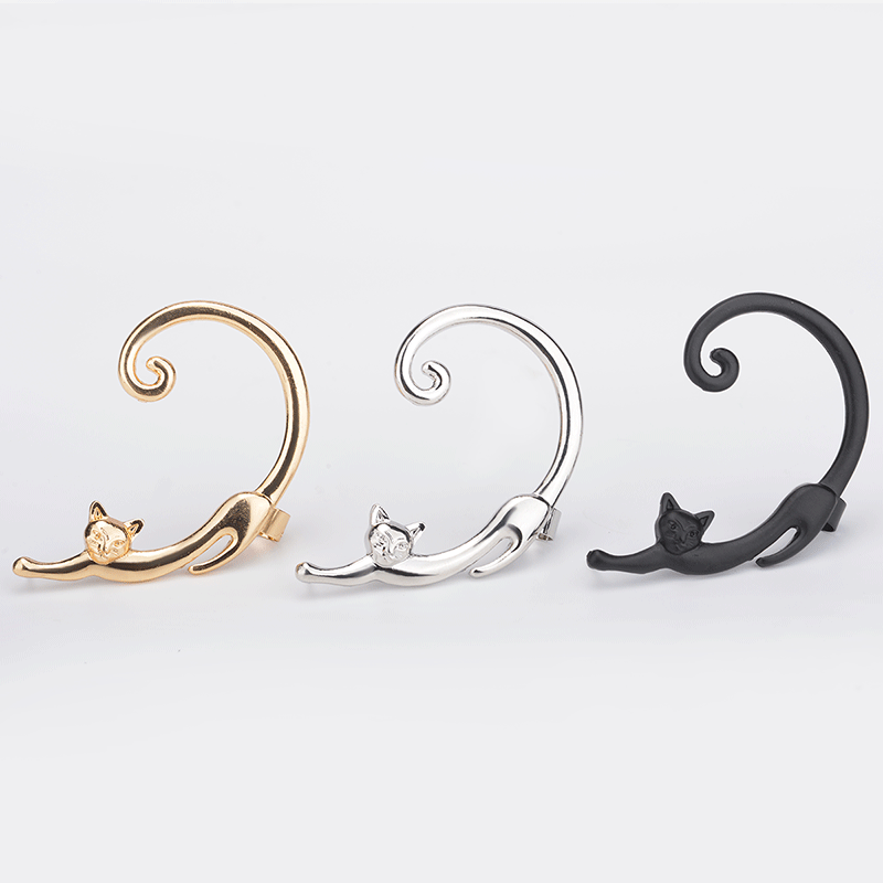 Unique Design Cute Cat Ear Cuff Earrings for Women Girl Cool Temperament Hip-hop Fashion Jewelry Ear Studs Earrings