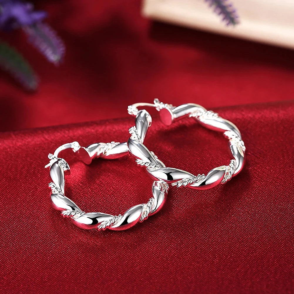 Hot new High quality 925 Sterling Silver hoop Earrings for Woman fashion party wedding Jewelry elegant Christmas Gifts