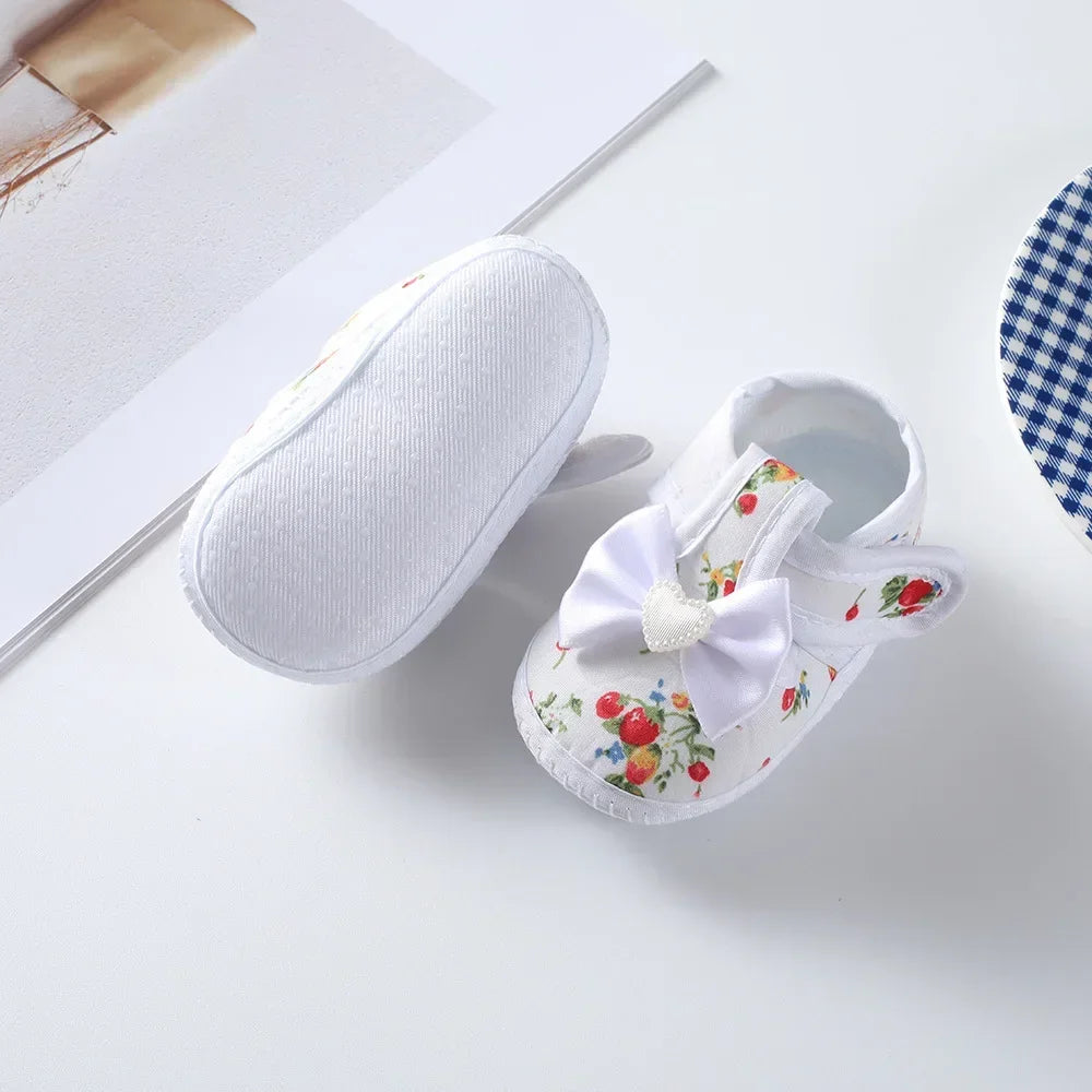 Spring New Princess Shoes 0-1 Year Old Baby Single Shoes Cute Bow Soft Soled Newborn Baby Walking Shoes